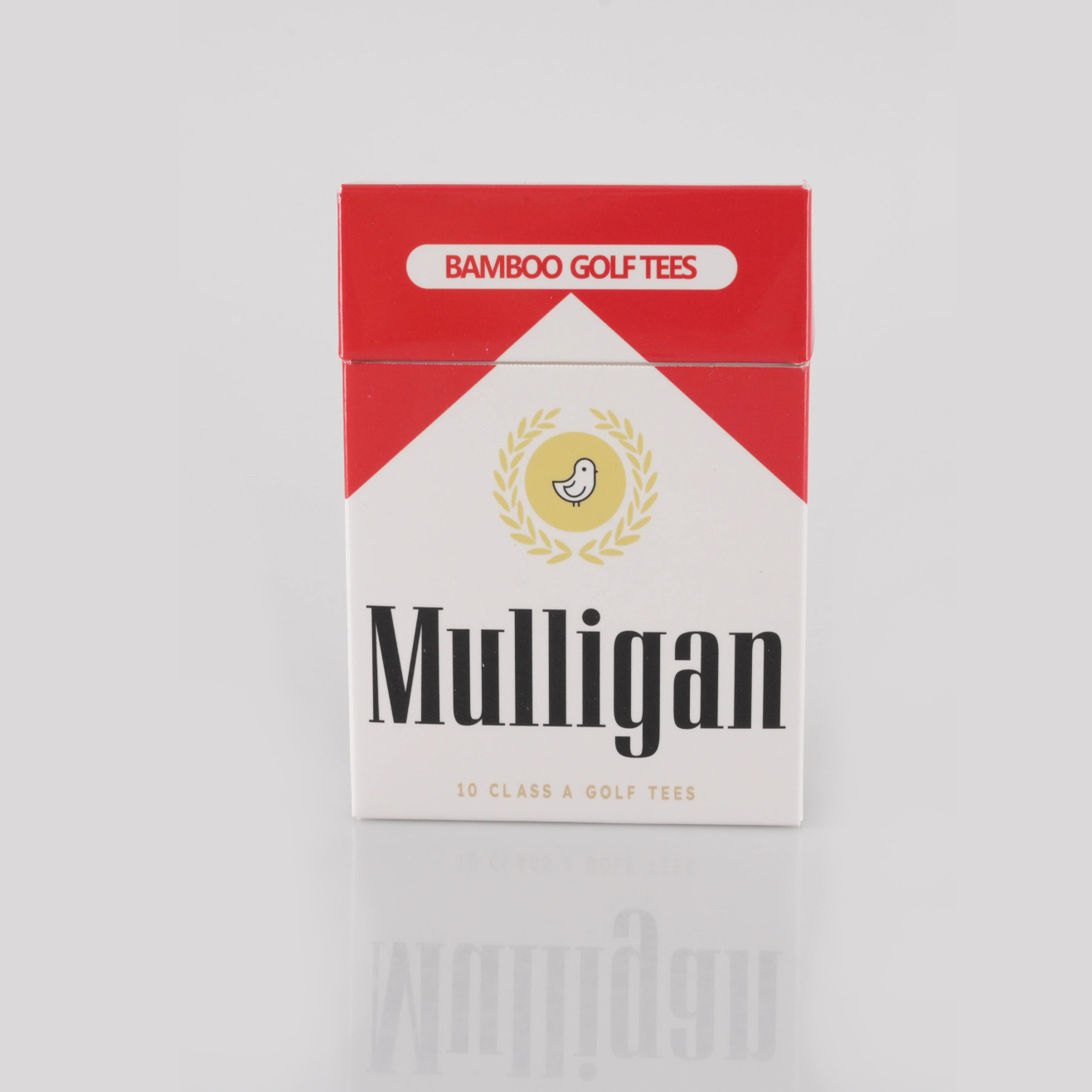 Mulligan Reds Golf Tee Holder + 10 Bamboo 3.25 Inch Tees