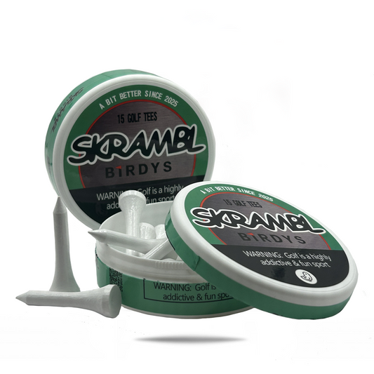 Skrambl Birdys Golf Tee Holder + 15 Bamboo 1.5 Inch Tees
